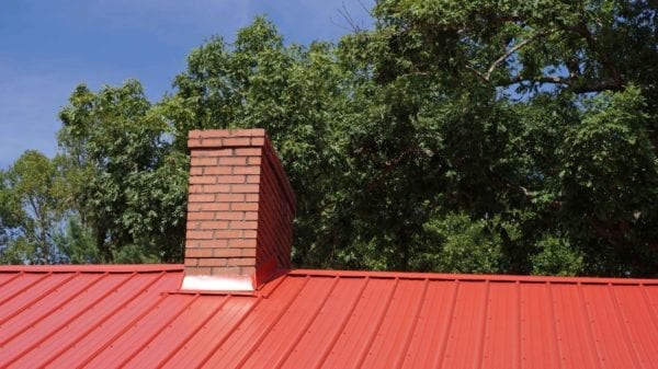 Close shot of a Red Metal roof